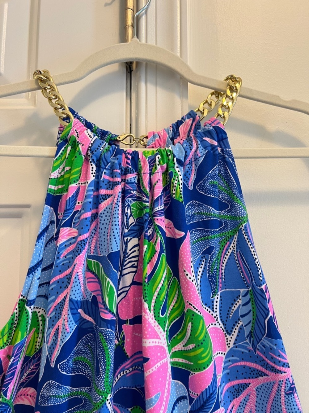 Lilly Pulitzer size M Bowen Blue Grotto Beleaf in Yourself halter top - Picture 2 of 4